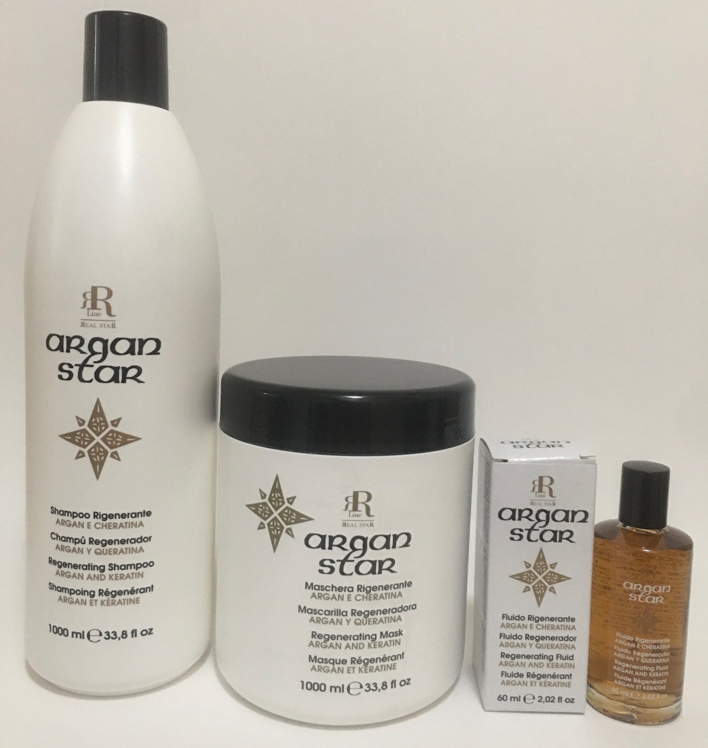 RR Line "Kit Capilar de Argan y Keratina-Tratamiento Regenerante Completo Con 4 Productos